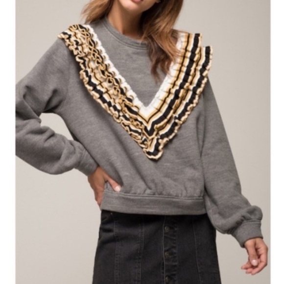 Anthropologie Tops - Anthropologie Ruffled Front Sweatshirt by Moon River Sz S EUC